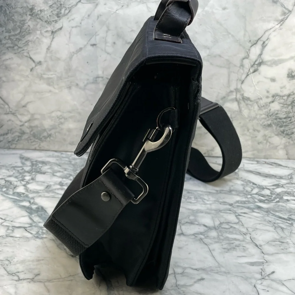 Jack Spade Black and Dark Brown Nylon Messenger Bag